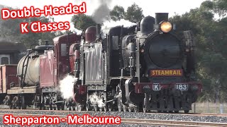 DoubleHeaded Steam Train from Shepparton to Melbourne with K183 amp K190 [upl. by Roobbie116]