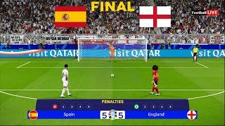 Spain vs England Final  Penalty Shootout  UEFA Euro 2024  Yamal vs Saka  PES Gameplay [upl. by Ylloh720]