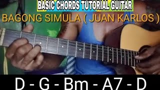 BAGONG SIMULA  JUAN KARLOS  BASIC CHORDS TUTORIAL GUITAR [upl. by Ayotna]