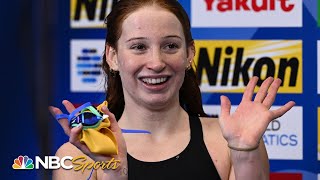 Teenager OCallaghan MAKES HISTORY with first ever 100200 free double at Worlds  NBC Sports [upl. by Garnes]