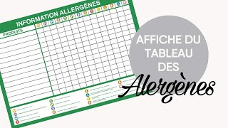 Affiche du tableau des Allèrgenes Alimentaires pour Restaurants Boulangeries Traiteurs [upl. by Noffets]