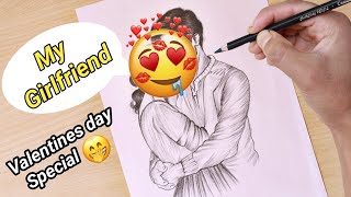 valentine day drawing  pencil drawing  how to draw [upl. by Htinnek633]