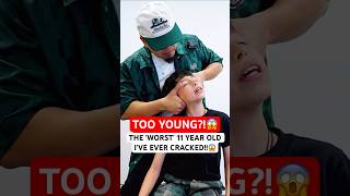 THE WORST 11 YEAR OLD IVE EVER CRACKED😱 neckpain Chiropractic Trending Short [upl. by Wymore]