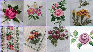 Floral cross stitch Hand embroidery thick cotton  Beautifull Hand cross stitch [upl. by Godderd]