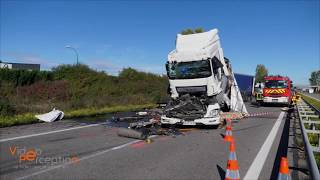 Accident avec 4 camions sur lA35 à Colmar [upl. by Milon451]