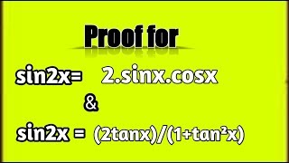 proof for sin2x2sinxcosx2tanx1tan²x  Double angles formula proof TrigonometryHindi [upl. by Schlessel213]