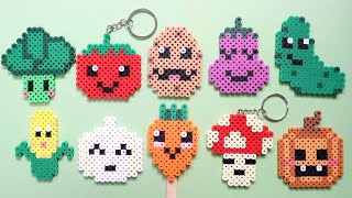 10 Cute Perler Bead Vegetable Keychains Easy DIY Tutorial for Beginners [upl. by Nnorahs]