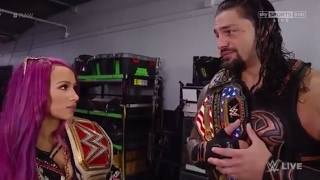 Sasha Banks and Roman Reigns backstage segment [upl. by Buyse152]