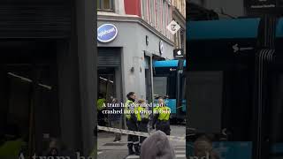 A tram in Oslo derailed and crashed into a shop [upl. by Nylle766]