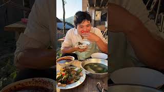 First time eating wolfberry leaf stewed tofu soup stirfried pork with peppers  mukbang video 🥗🍜 [upl. by Branen]