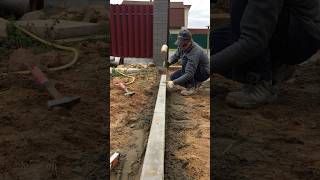 How to install a sidewalk curb 🦾 landscape pavers construction work sidewalk garden [upl. by Nybor]