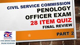 PENOLOGY OFFICER EXAM REVIEWER  POE QUIZ VIDEO PART 2  CIVIL SERVICE EXAM [upl. by Judsen144]