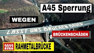 Sperrung Autobahn Lüdenscheid  Rahmedetalbrücke wegen Brückenschäden auf der Autobahn A25 gesperrt [upl. by Notsehc]