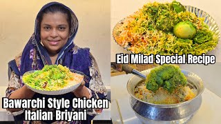 Eid Milad Special Bawarchi Style Chicken Italian Briyani  Green Chicken Briyani  Recipe With Vlog [upl. by Marder]