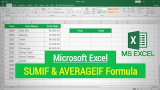 How to apply SUMIF and AVERAGEIF Formula in Microsoft Excel  Excel SUMIF amp AVERAGEIF Function [upl. by Larena]