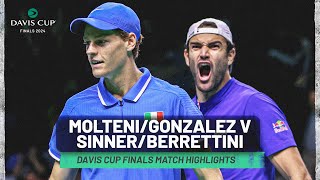 Andres Molteni amp Maximo Gonzalez v Jannik Sinner amp Matteo Berrettini Highlights  Davis Cup 2024 [upl. by Yerroc506]