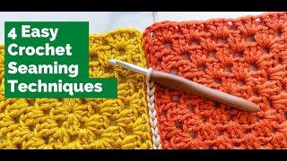 HOW TO JOIN CROCHET SQUARES AND SEAMS 4 Easy Crochet Seaming Techniques for Beginners [upl. by Salohcim]