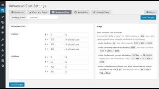 Booking Calendar Legacy Version  Advanced cost optional costs [upl. by Reibaj]