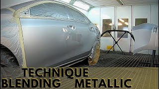 Painting Car Technique  How Blend on light silver metallic  Waterborne [upl. by Livi]