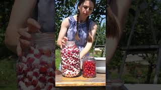 Woman is making Ukrainian cherry drink quotvyshnyakquot in the village Step 1 [upl. by Esadnac79]