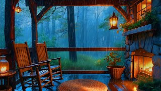 Gentle Rain on a Cozy Cabin Roof with Warm Fireplace Sounds for Deep Relaxation [upl. by Shermy607]