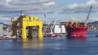 SHELL PENGUINS FPSO Offshore Support Vessel Departing Haugesund for North Sea [upl. by Dewhirst48]