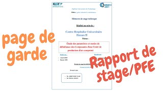 Page de garde rapport de stagePFE [upl. by Drawde21]