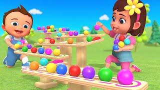 Learn Colors with Baby Marble Color Balls Wooden Toy Set  Fun Educational Video for Kids [upl. by Chloris]