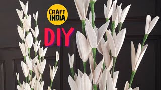 Flowers made from Palm leaves Simple Tutorial  Type 4  Craft India DIY Home made arecanut palm [upl. by Ma]