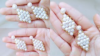 How To Make Pearl Dangle EarringsMaking Of Pearl Earrings At Home [upl. by Redmond]