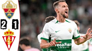 Elche vs Sporting Gijón 21 Resumen  LaLiga 2  20242025 [upl. by Dazhahs]