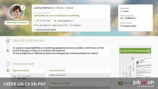 Comment créer un CV en PDF grâce à votre profil sur jobupch [upl. by Nnoryt]