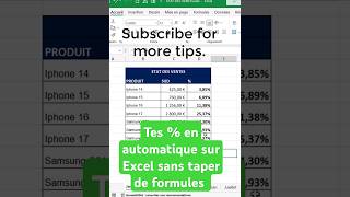 Obtient tes pourcentages sur Excel sans taper de formule astuceexcel exceltips exceltricks excel [upl. by Aleibarg730]