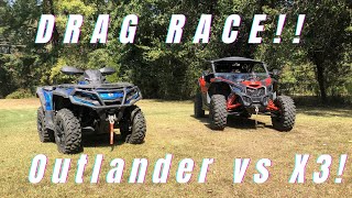 Drag Race Can Am Outlander 1000R vs Can Am X3 DS Turbo 120 [upl. by Rox]