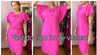 Vestido com 1 metro de Viscose Manga meia Lua Costura fácil  DIY [upl. by Aseefan386]