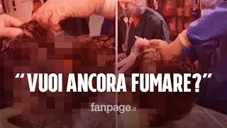 Un pacchetto di sigarette al giorno polmoni neri come catrame il video choc diventato virale [upl. by Eerot]