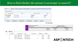 How to find azeotropic nature of the mixture using Aspen Plus Lecture  109 [upl. by Keener504]