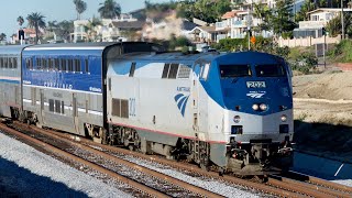 Amtrak P42 Locomotives on Pacific Surfliner Trains [upl. by Ivanah]