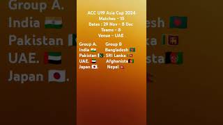 ACC U19 Asia Cup 2024 All Teams Host country Dates Groups  U19 Asia Cup 2024 News  Cricket [upl. by Gav942]