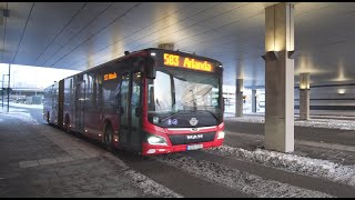 Sweden Stockholm bus 583 ride from Arlanda Airport to Märsta Train Station [upl. by Aman669]