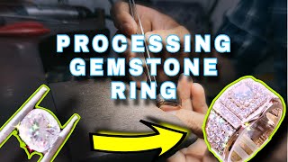 Process of Placing Gemstone into Gold Ring  How to Make Gold Ring [upl. by Eluk]