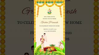 Griha Pravesh Video Invitation Housewarming Invitation WhatsApp Invitation gruhapravesam home [upl. by Liliane516]