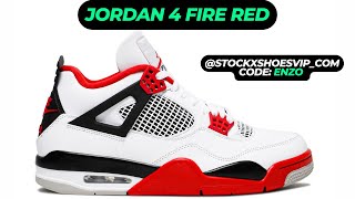 JORDAN 4 FIRE RED UNBOXING AND REVIEW STOCKXSHOES [upl. by Hedaza]