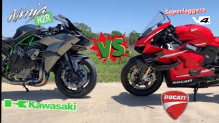 Ducati V4 Superleggera vs Kawasaki ninja H2R  Roll race 60 to  YES this is an H2R 🤯 [upl. by Nedra]