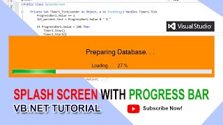 VBNET  How to create Splash Screen with Progress bar  vb net tutorial [upl. by Eula]