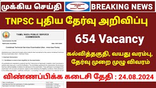 TNPSC புதிய தேர்வு அறிவிப்பு  654 Vacancy  CTSE Notification full deatails  TNPSC New job Out [upl. by Eeralav]