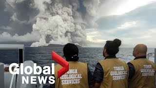 Tonga underwater volcano eruption triggers tsunami advisories [upl. by Eppesuig]