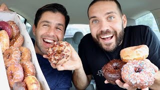 TRYING THE WORLDS FRESHEST HANDMADE DOUGHNUTS WITH JOSH PECK [upl. by Haerr994]