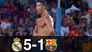 Real Madrid vs Barcelona 51 Goals amp Highlights w English Commentary Spanish Supercup 2017 HD 1080p [upl. by Nairadal]