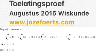 932 Wiskunde vraag 14 2015 Augustus Toelatingsproef Geneeskunde Vlaanderen [upl. by Maril]